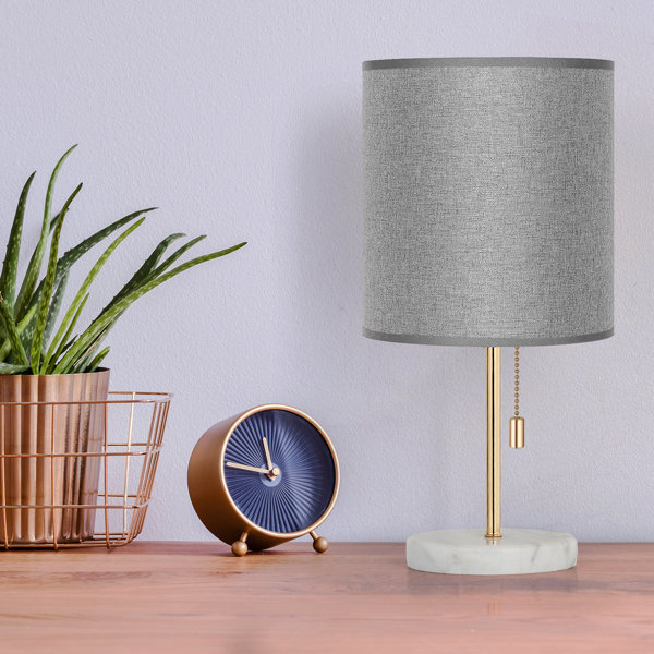 Latitude Run® Small Bedroom Lamp with Marble Base and Gold Metal Small